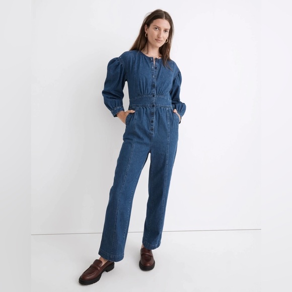Madewell Denim Straight-Leg Jumpsuit - Picture 1 of 9